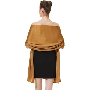 image:imageBEAUTELICATE Women Satin Shawl for Evening Dresses Wedding Shawls for Bridal Party Bridesmaid ScarvesGold