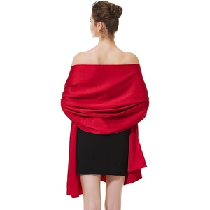 image:imageBEAUTELICATE Women Satin Shawl for Evening Dresses Wedding Shawls for Bridal Party Bridesmaid ScarvesRed