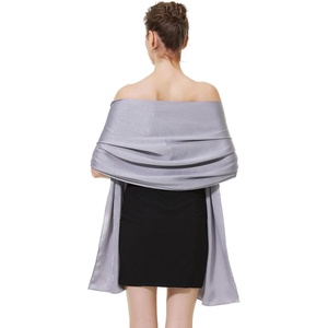 image:imageBEAUTELICATE Women Satin Shawl for Evening Dresses Wedding Shawls for Bridal Party Bridesmaid ScarvesSilver