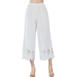 image:imageBEAUTELICATE Women Wide Leg Pettipants Lace Trim Cotton Batiste Culotte Slip Vintage Elastic Waist