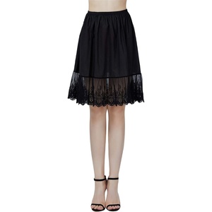 image:imageBEAUTELICATE 100 Cotton Half Slip Skirt Extender with Lace Trim Vintage UnderskirtBlack