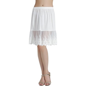 image:imageBEAUTELICATE 100 Cotton Half Slip Skirt Extender with Lace Trim Vintage UnderskirtIvory